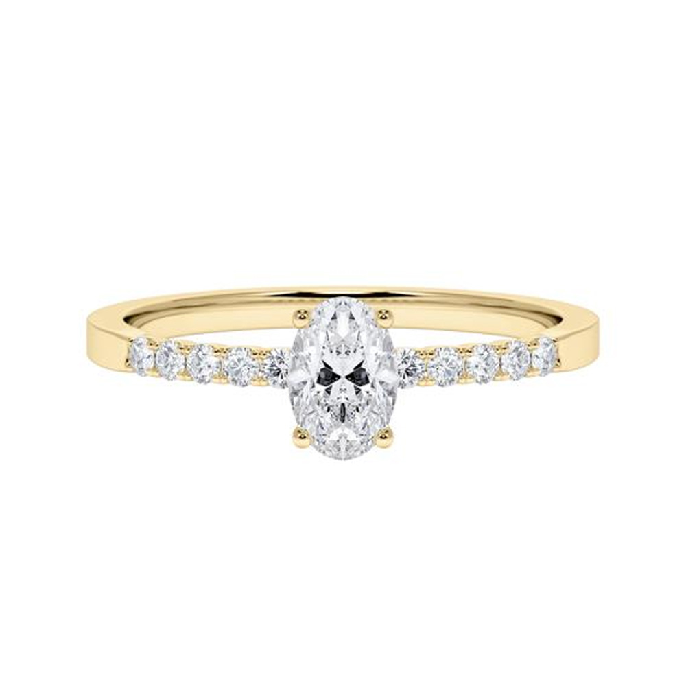 Verlobungsring Gelbgold Oval Diamant & Brillant 0.550 ct.