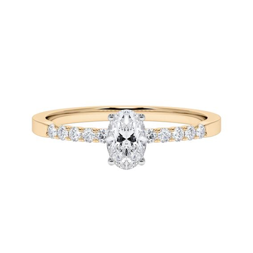 Verlobungsring Rosé & Weißgold Oval Diamant & Brillant 0.550 ct.