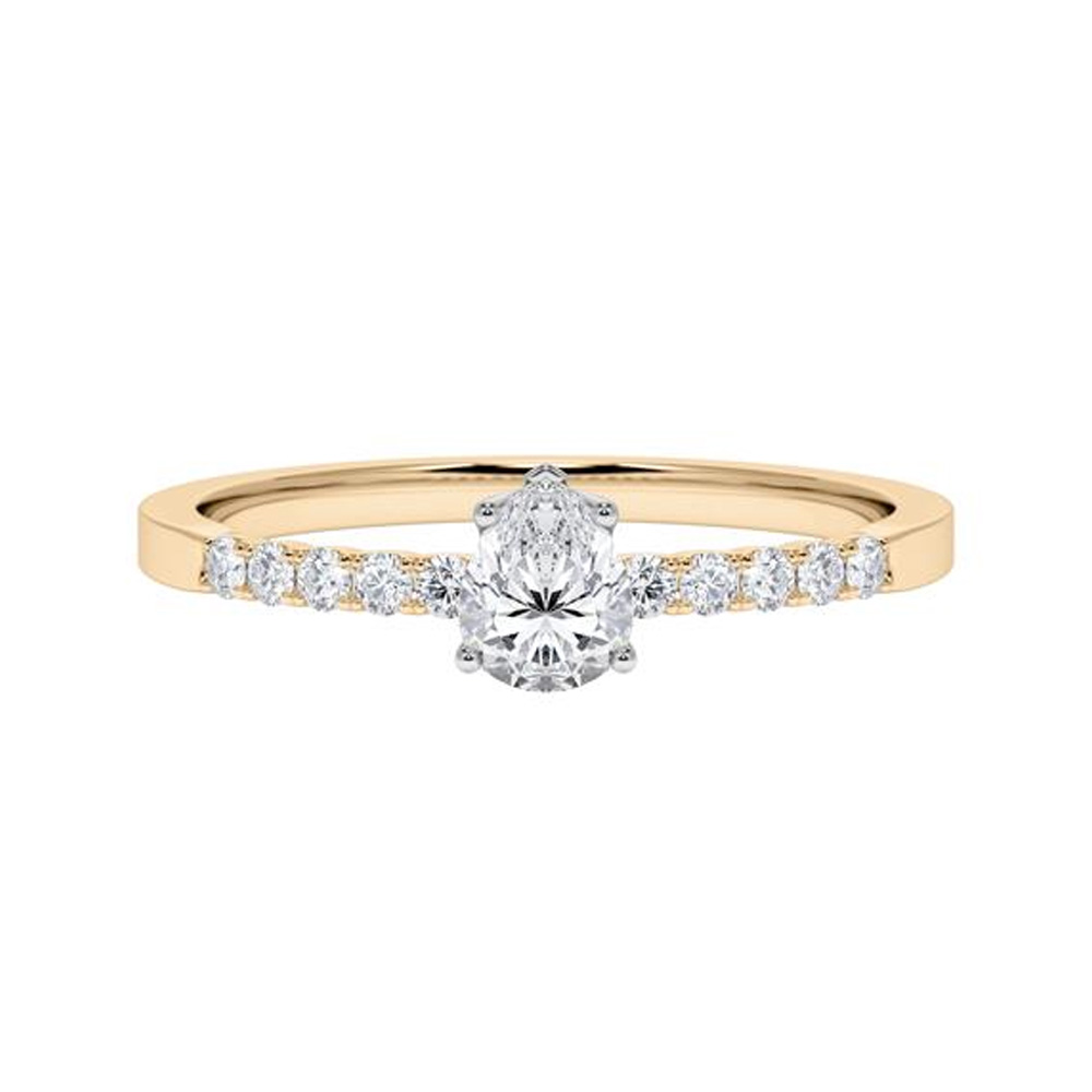 Verlobungsring Rosé- & Weißgold Tropfen Diamant & Brillant 0.450 ct.