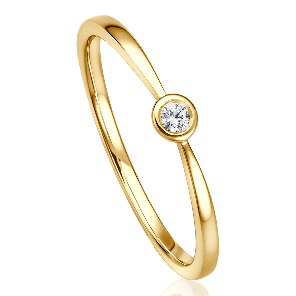 Solitaire Ring Gelbgold Brillant 0.040 ct. w/si