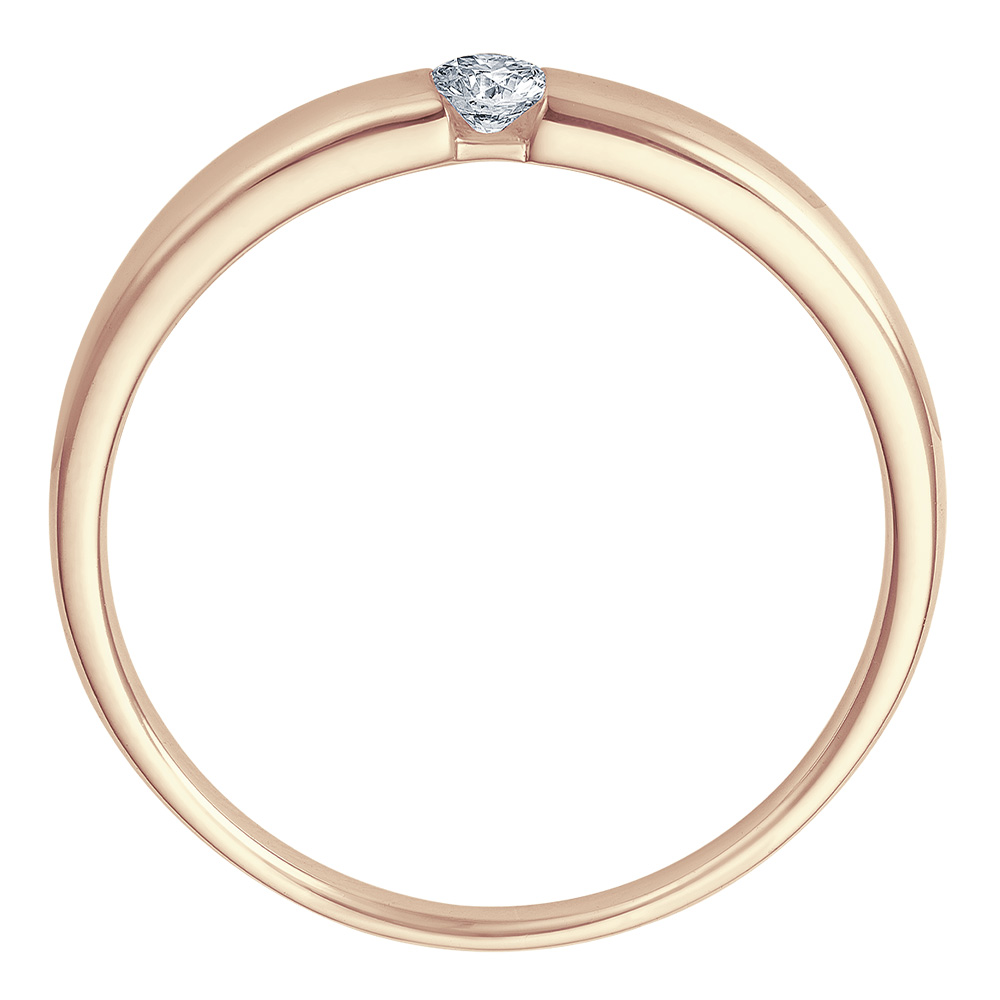 Solitaire Ring Roségold Brillant 0.090 ct. w/si, stehend