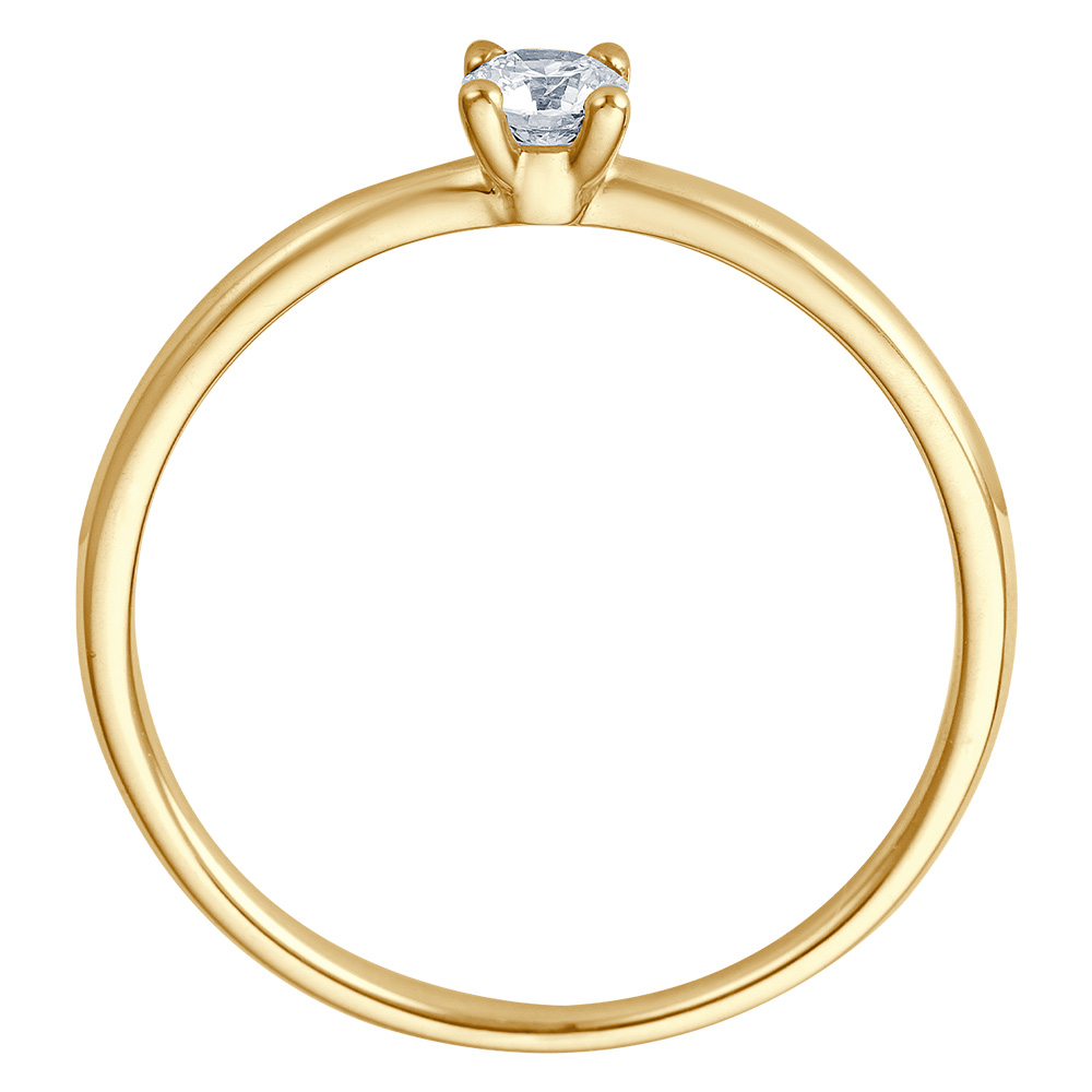 Solitaire Ring Gelbgold Brillant 0.170 ct. w/si, stehend