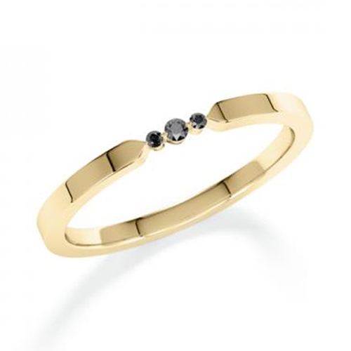 Memoire Ring Gelbgold Diamant schwarz 0.031 ct.