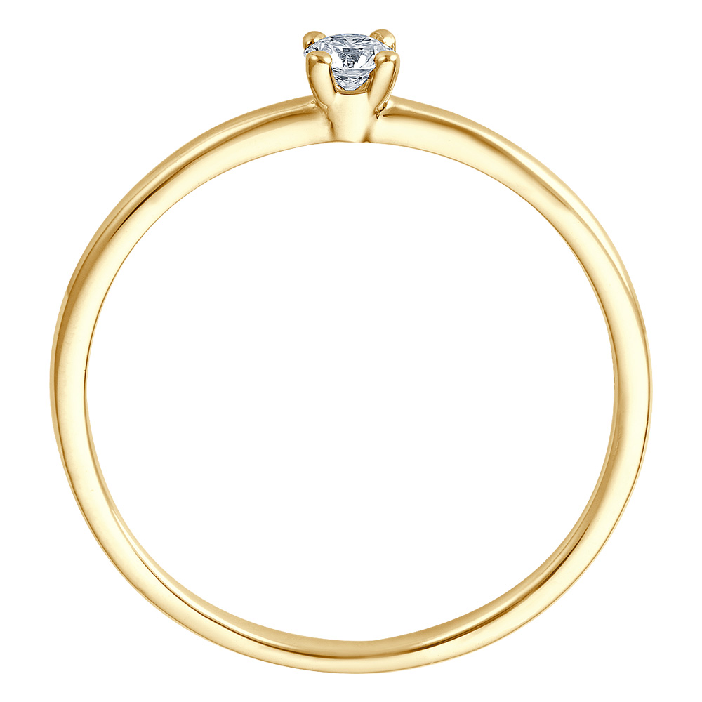 Solitaire Ring Gelbgold Brillant 0.090 ct. w/si, stehend