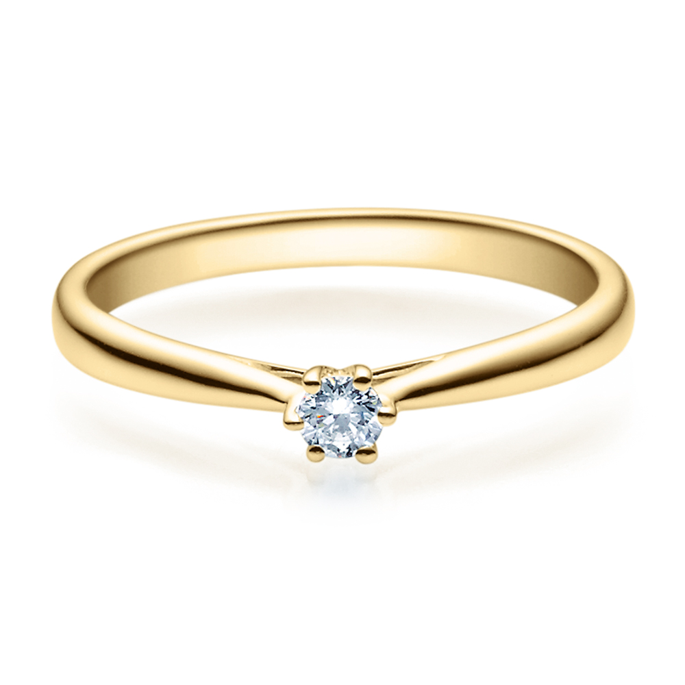 Verlobungsring 18007 Gelbgold Solitär Ring 0,100 ct. tw/si