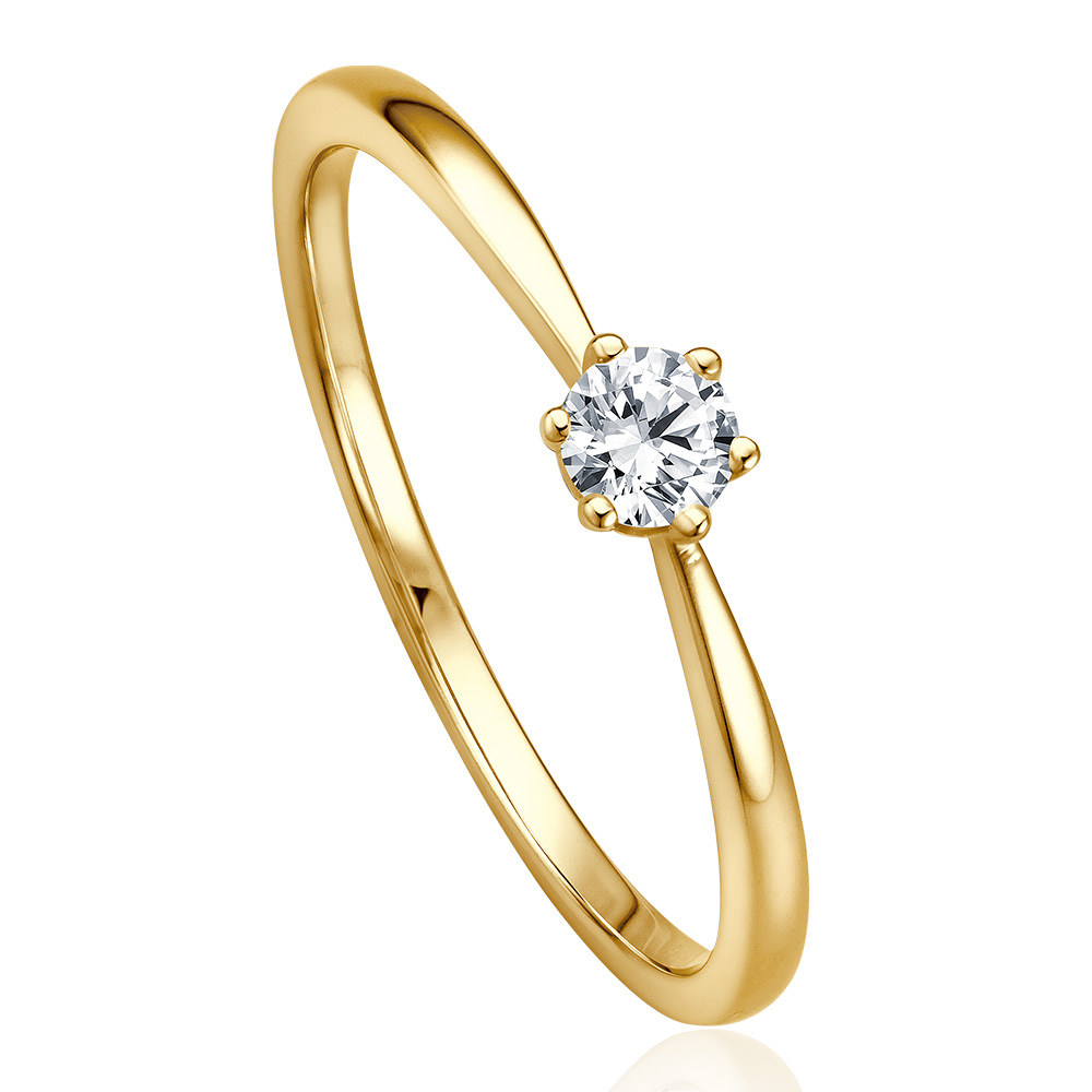 Solitaire Ring Gelbgold Brillant 0.170 ct. w/si